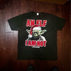 Mens Star Wars Yoda Elf I Am Not T-shirt Top Tee Christmas Holiday Size X-Large